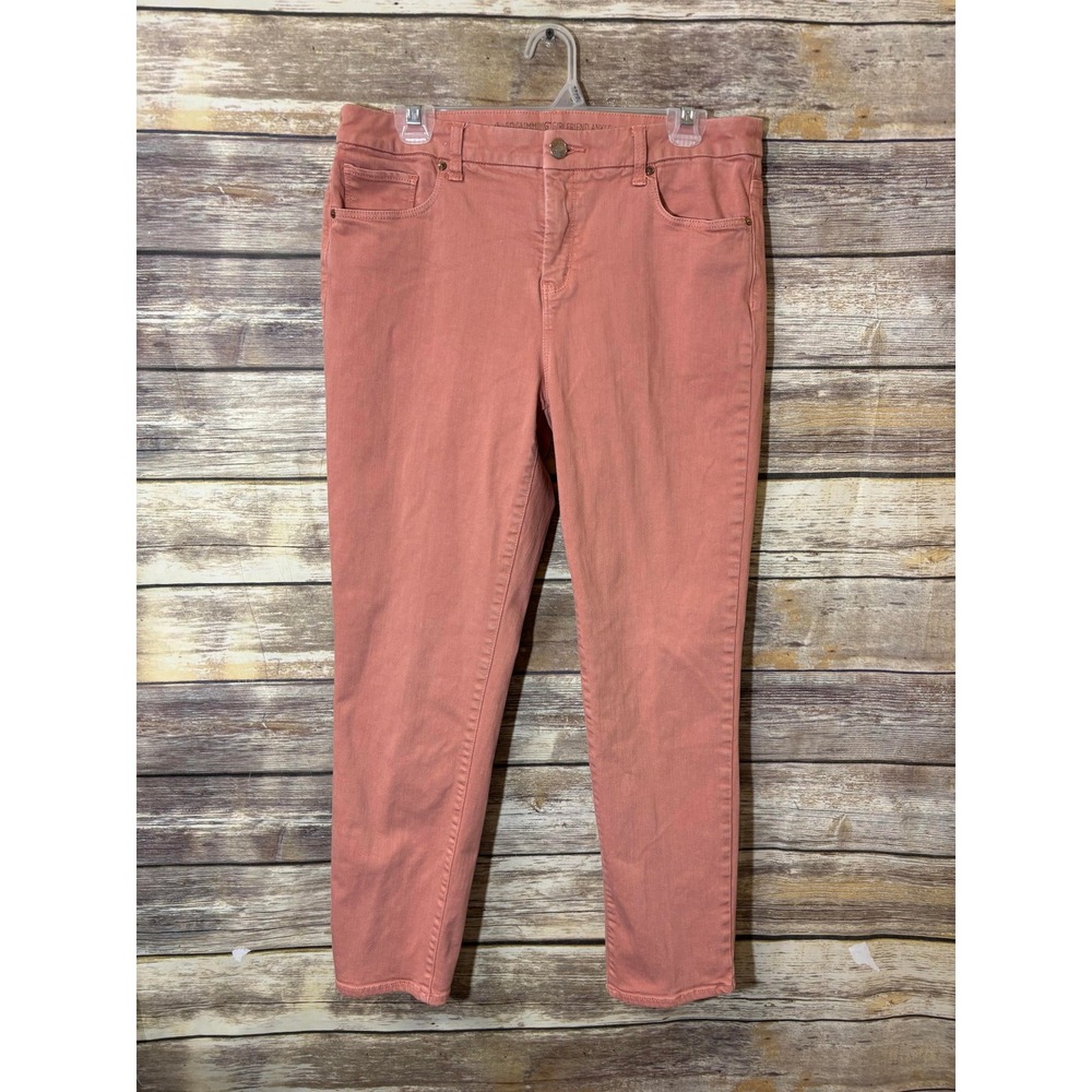Chicos Jeans So Slimming Girlfriend Ankle Denim Coral Pink Size 8 High Rise 1